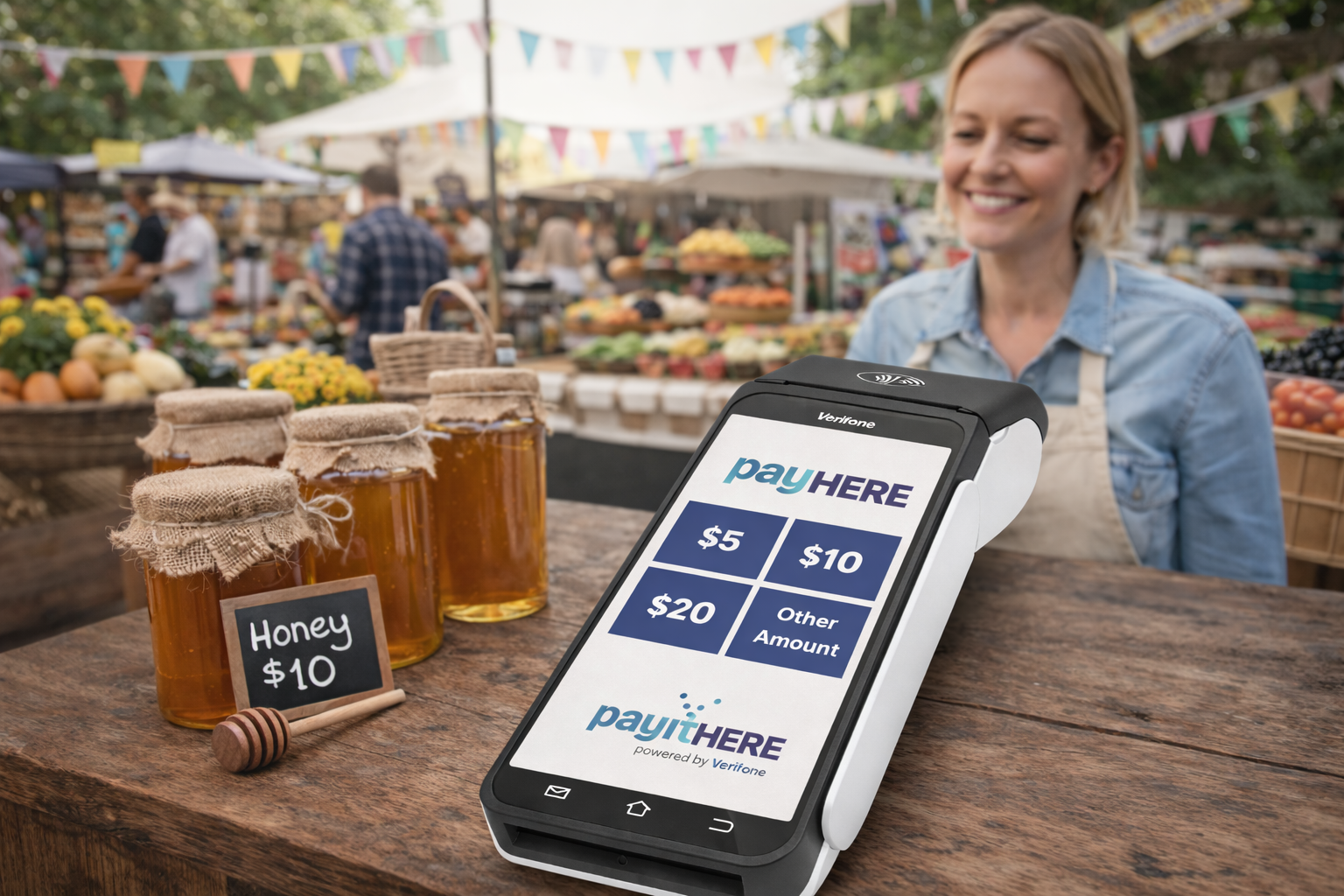 Market Day Honey Vendor Pay Here EFTPOS